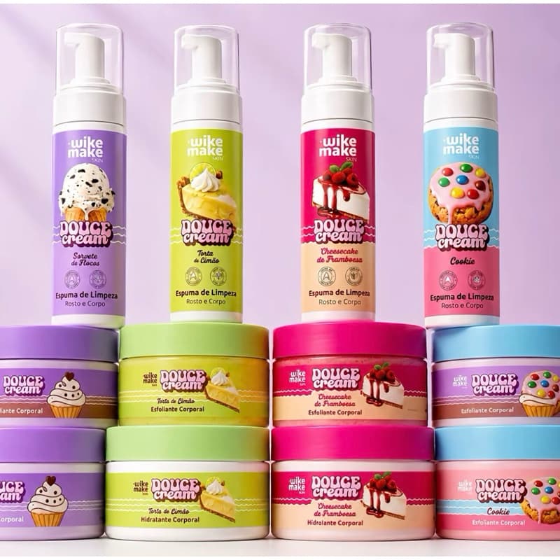 Kit Hidratante + Esfoliante + Espuma para corpo e rosto com cheiro de sobremesa ação hidratante clareadora limpeza