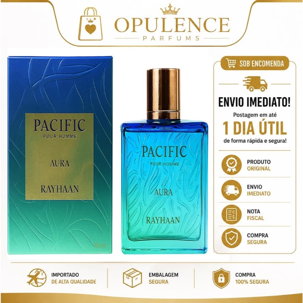 Perfume Rayhaan Pacific Aura Eau de Parfum 100ml Masculino Original Importado