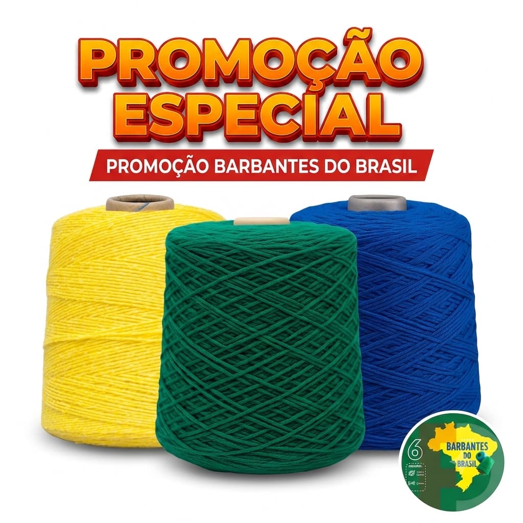 Linha de Barbante Para Crochê 500Gr Fio 6 ou Fio 8 - Barbantes do Brasil - Não Desbota - Tapetes e Souplast