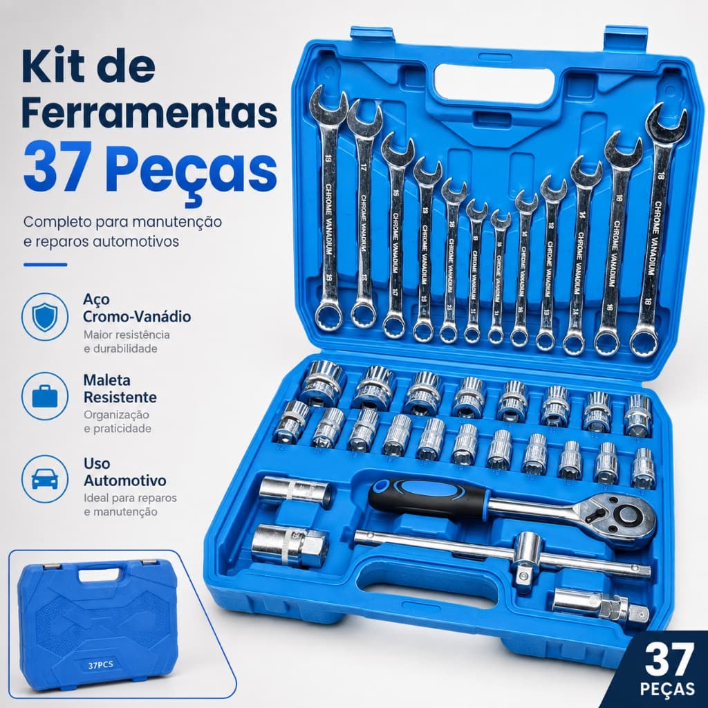 37 peças Conjunto de ferramentas de reparo mecânico catraca para ferramentas de ferragens