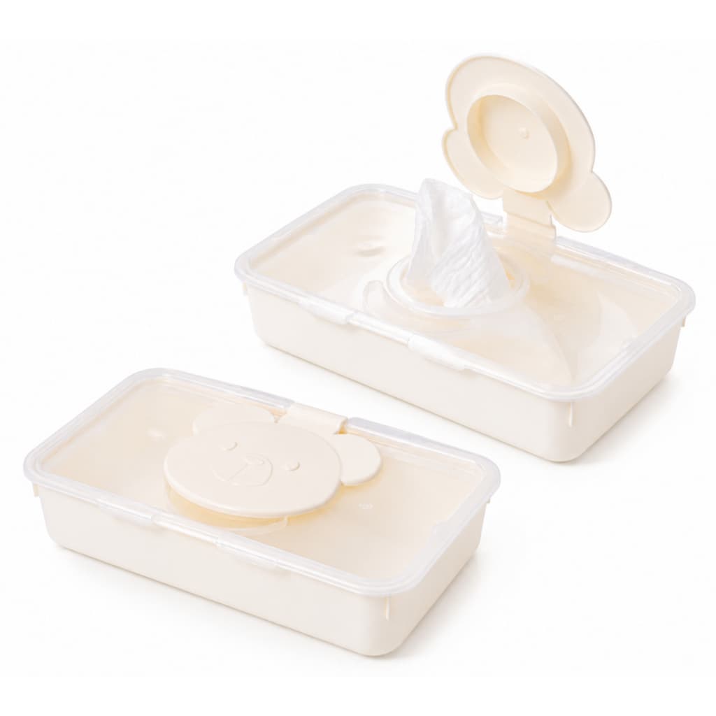 Porta Lenços Umedecidos Ursinho Bege Porta Lencinhos Bebê Organização Bolsa Maternidade Higiene Plastico Plasútil