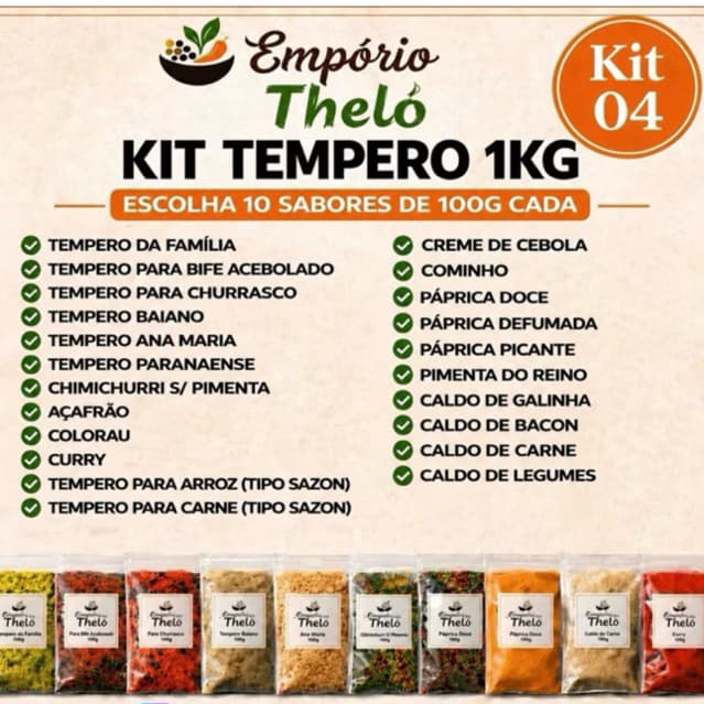 Kit 1kg 2kg ou 3kg de Temperos a Granel escolha 20 ou 30un 100g| Temperos variados, para Carnes, Frango e Churrasco