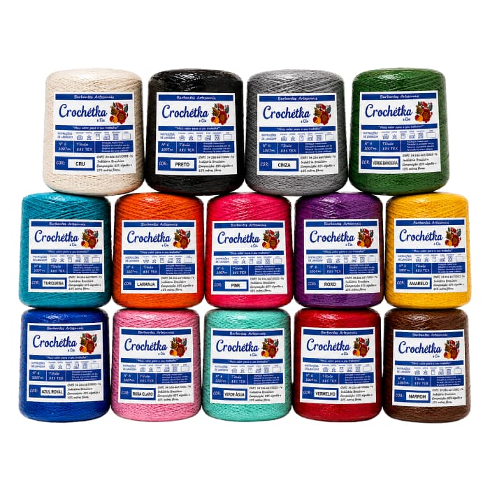 Kit 14 Cones de 1kg Barbantes Crochétka - fio 6 ou fio 8 - Para Crochê - Qualidade E Maciez