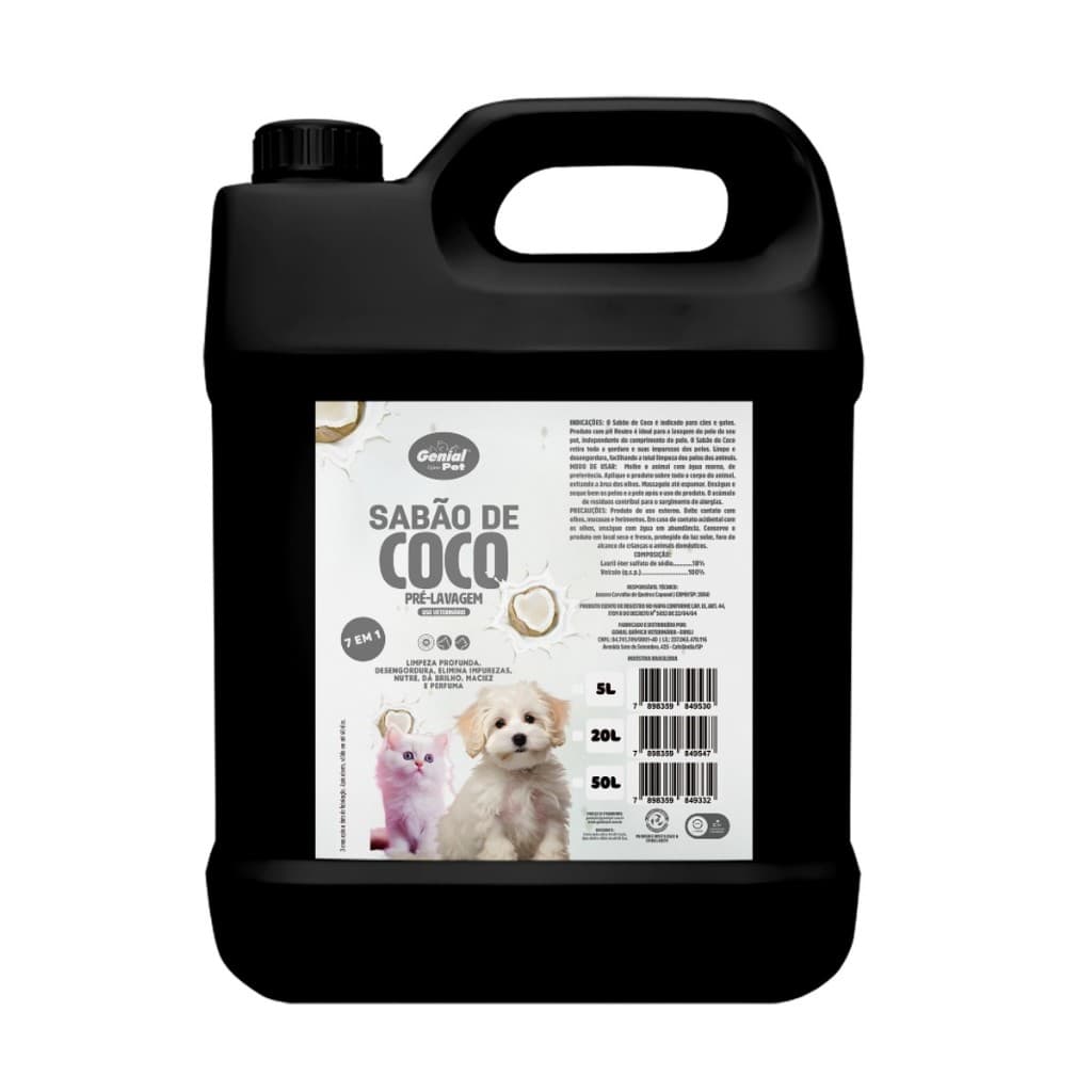Shampoo Pré lavagem Limpeza Profunda Coco Para cachorro E Gato Pet Shop 5L