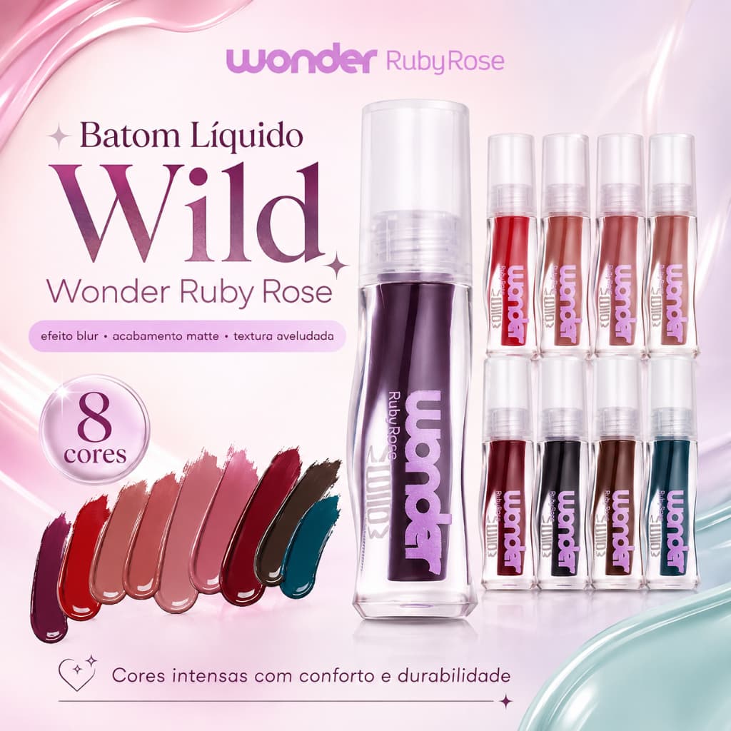 Batom Líquido Wild Wonder Ruby Rose Original Matte Efeito Blur Alta Pigmentação