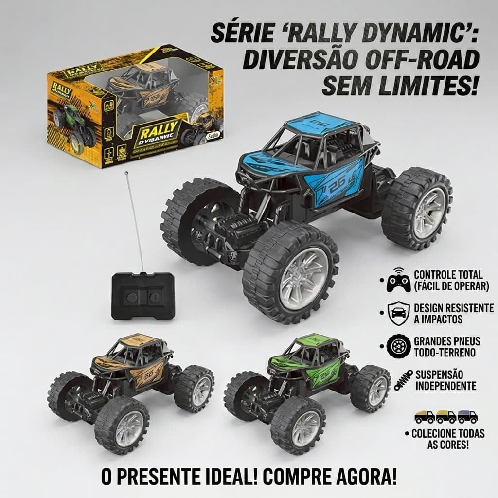 Carro Controle Remoto Rally Captor 3 Funções Off Road Infantil Art Brink