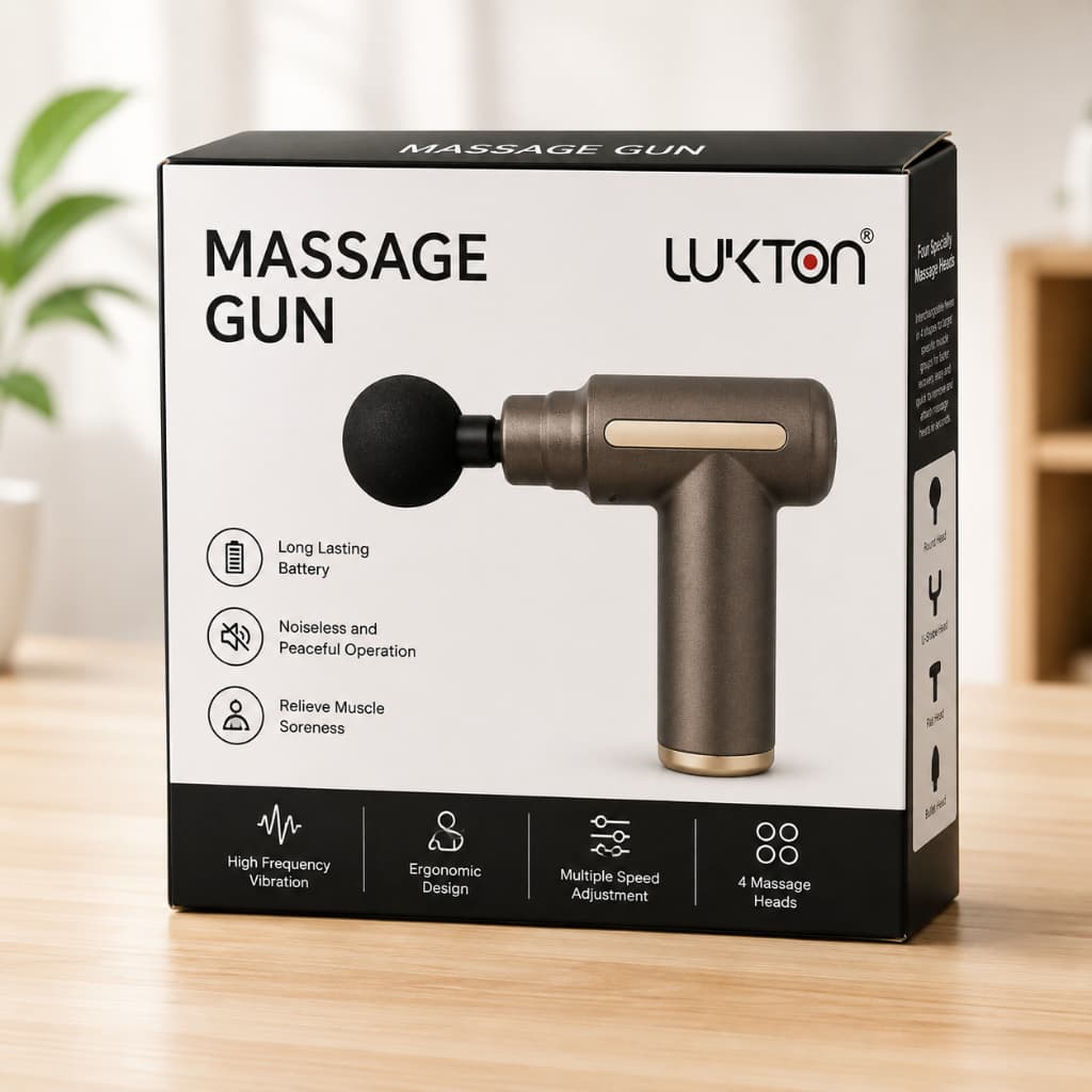 Massageador Muscular Massage Gun JMQ-720 Portátil Recarregável 4 Ponteiras para Relaxamento