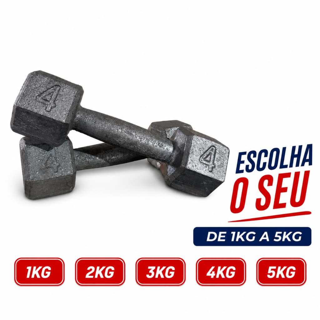 Peso Academia Halter Sextavado 1kg a 5kg Cru Sem Pintura Ou Emborrachamento Academia Funcional Fisioterapia Calistenia