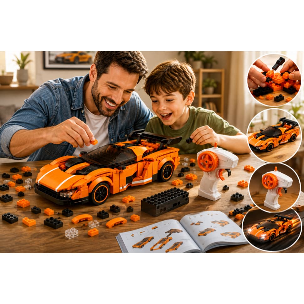 Carrinho De Montar 231 Peças Com Controle Remoto RC Blocos