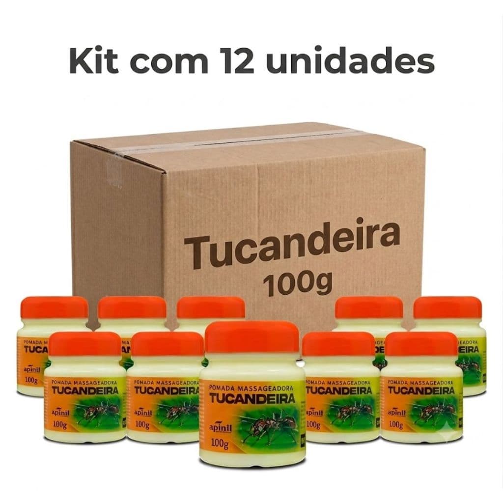 Pomada Tucandeira Massageadora Apinil Relaxamento Muscular Refrescante 100g - 12 unidades