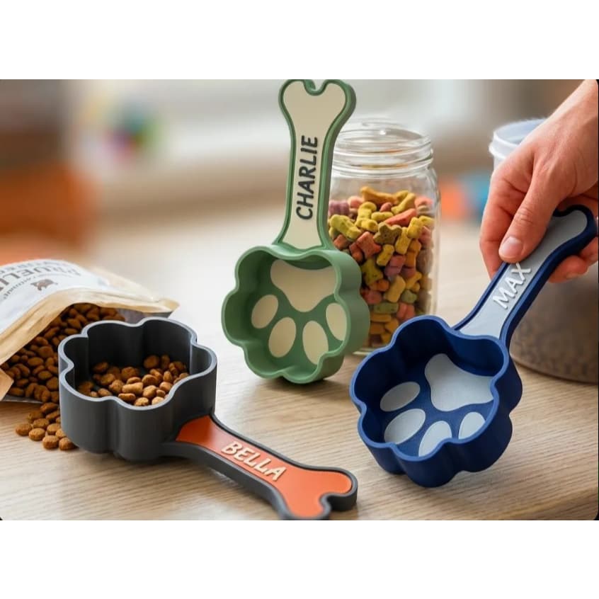 Colher de Ração para gato cachorro pet Concha Pegador Dosador Dispenser Pá de ração em formato de pata PERSONALIZADO