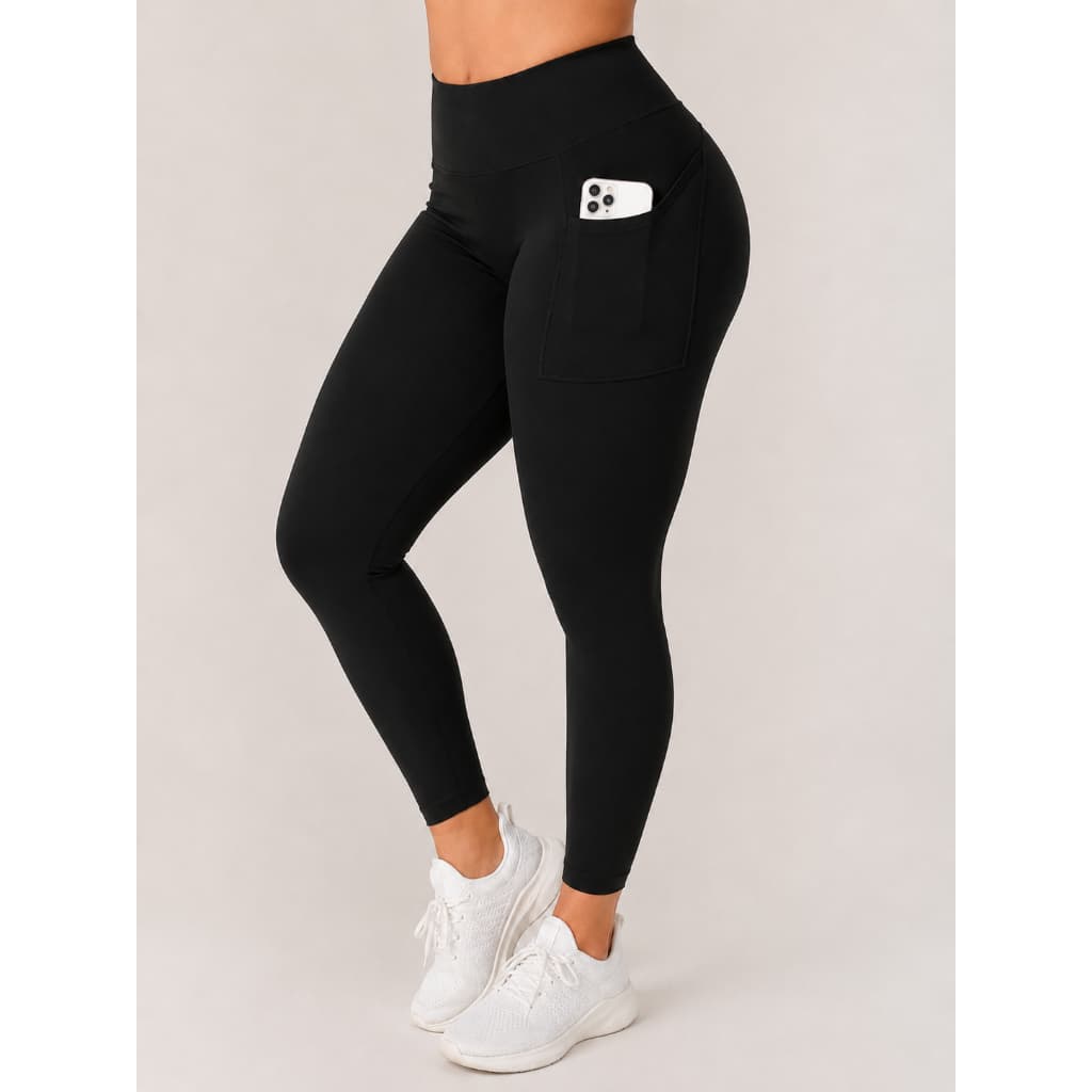 Calça Legging Feminina Cintura Alta Cós Alto Bolso Lateral Suplex Grosso Modeladora Academia Fitness P ao GG
