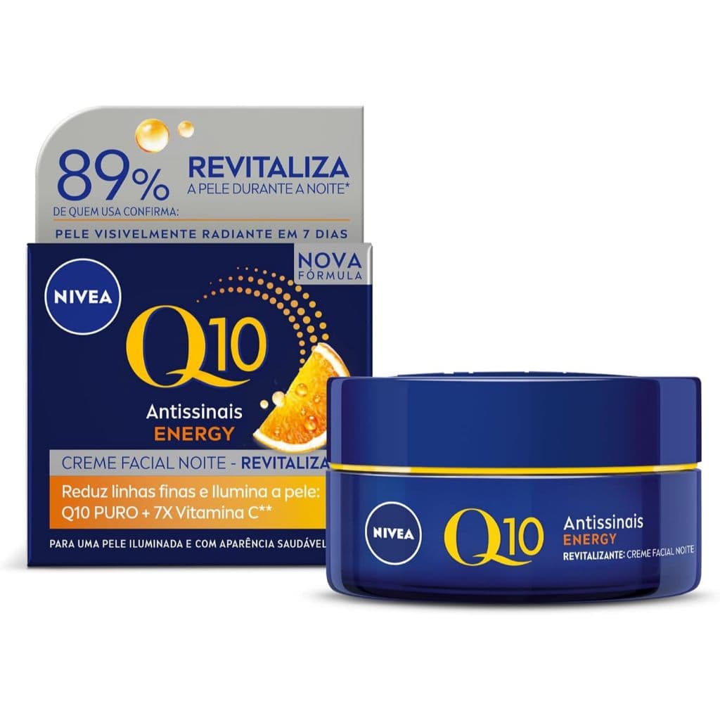 NIVEA Q10 Energy Creme Noturno 50g | Skincare Anti-idade c/ Vitamina C