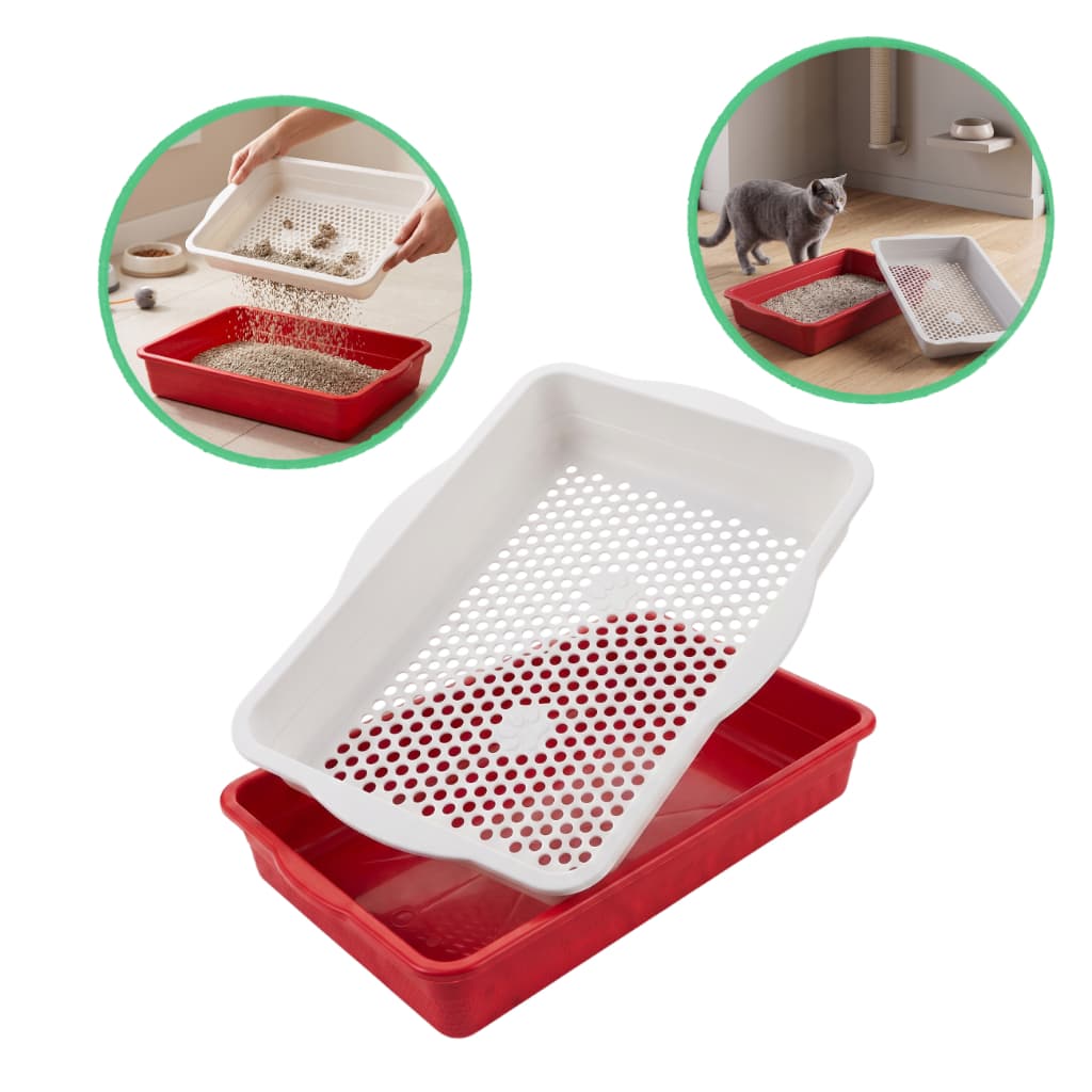 Banheira Sanitária Gato Com Peneira Kit Higiene Areia Pet Economiza Granulado