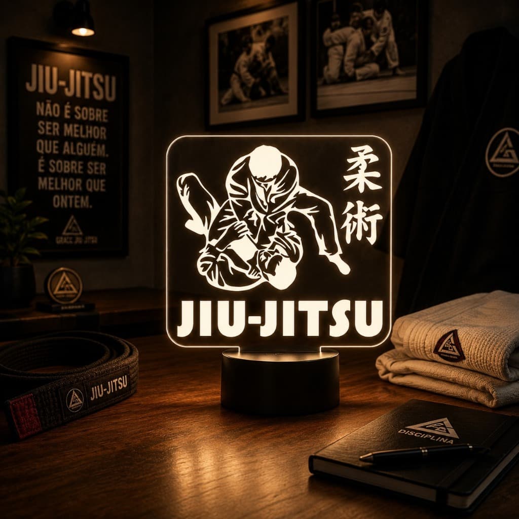 Luminária Led 3d | Jiu Jitsu Luta | Abajur Presente Criativo Decoração Multicores