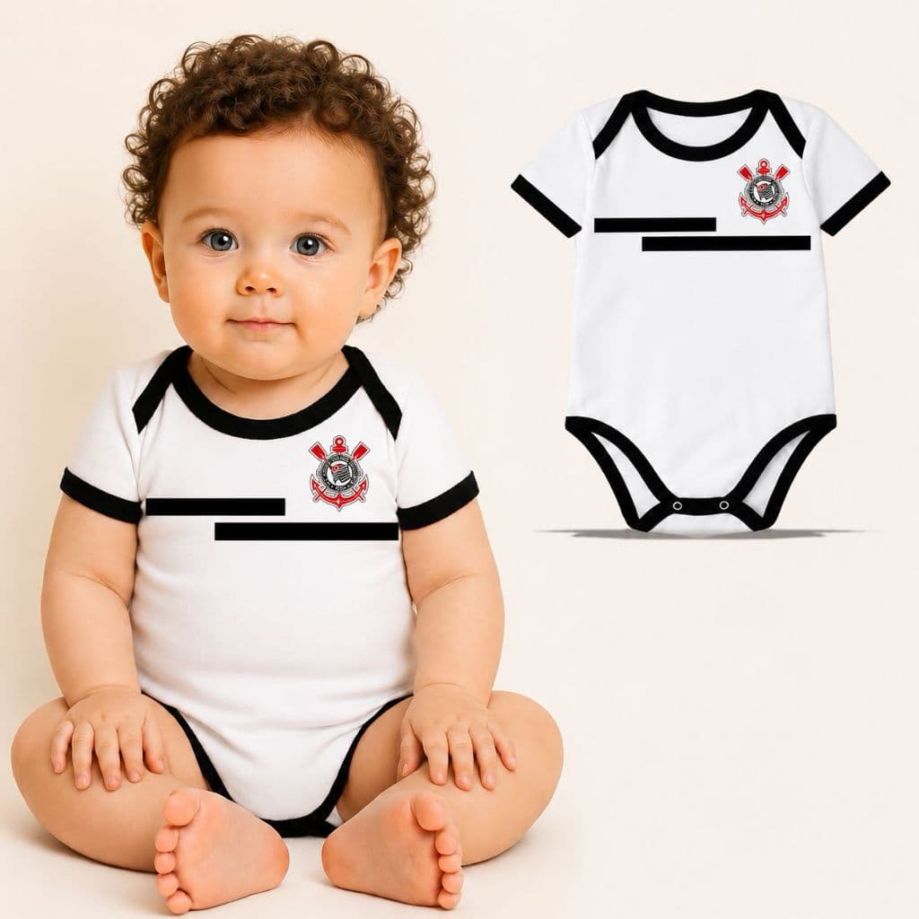 Body de Bebê Timão 100% Algodão Torcedor RN até 1Aninho Festa Temática  Roupa Infantil Bebê Futebol Menino Menina