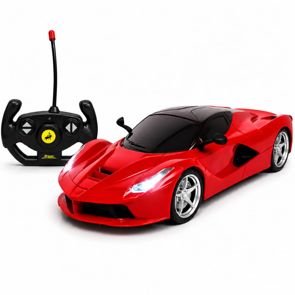 Carro Carrinho Sport Champion Ferrari Controle Remoto Sem Fio DM Toys 20km C/ Luz 4 Funções Cor Vermelho