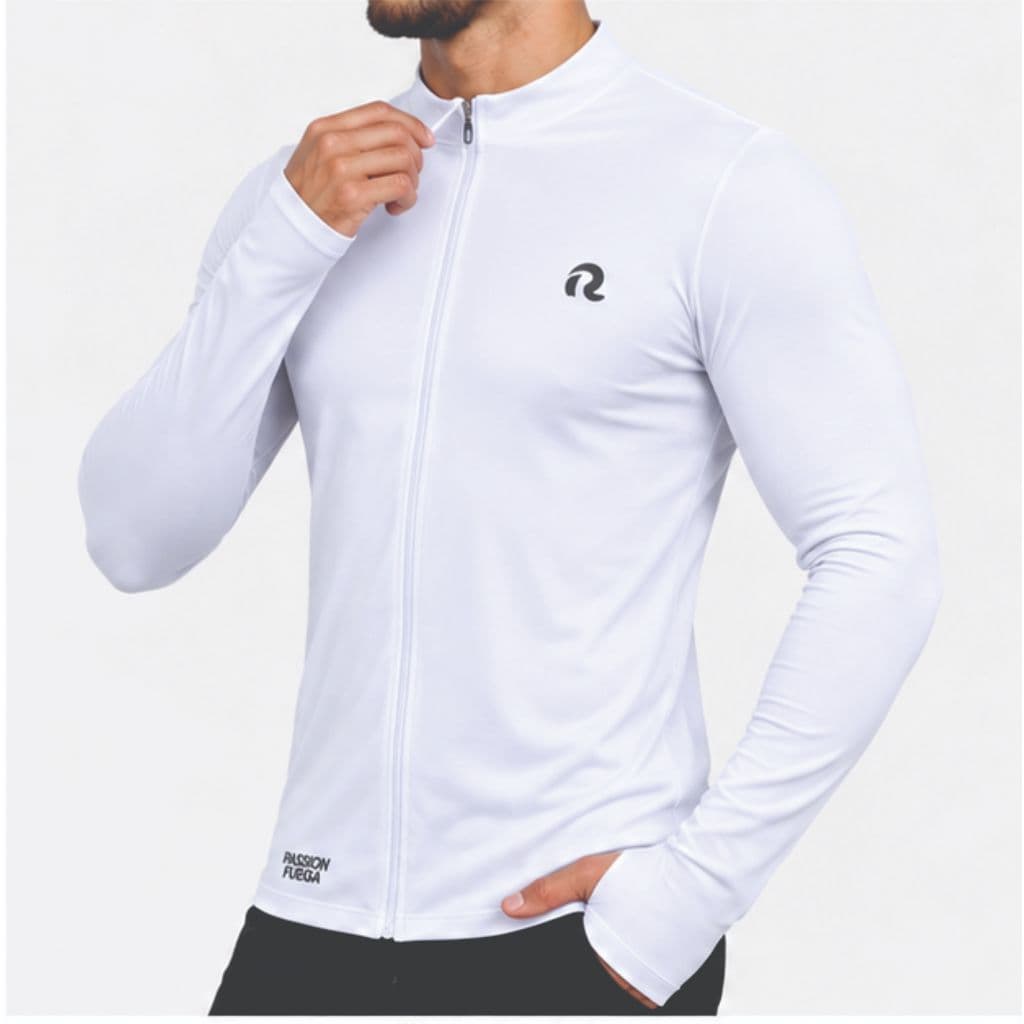 Jaqueta Masculina Esportiva Academia Ciclismo Atividade Fisica Manga Longa com Zíper e Proteção UV 50+