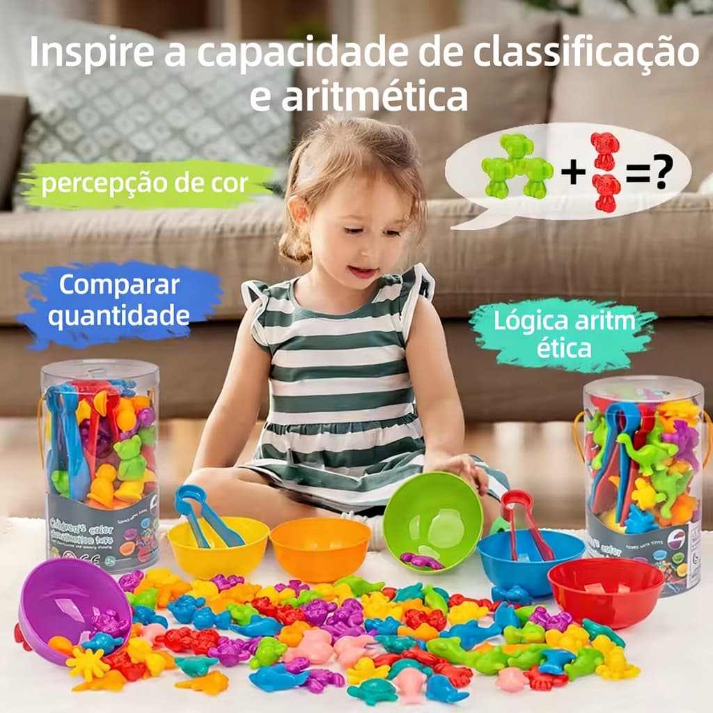 36 peças Brinquedos Montessori Quebra-cabeça de Contagem e Classificação Educativo