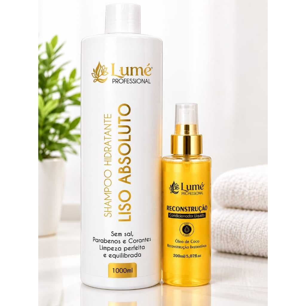 SHAMPOO HIDRATANTE + MÁSCARA RECONSTRUÇÃO LÍQUIDA - LUMÉ PROFESSIONAL