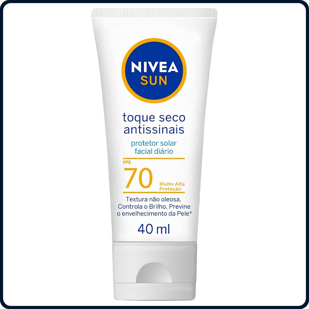 Protetor Solar Facial Sem Cor Toque Seco Antissinais Nivea Sun FPS70 40ml