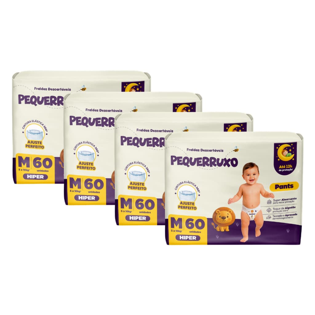 Kit 4 Fralda-Calça Pequerrucho Pants Infantil Shortinho Hiper