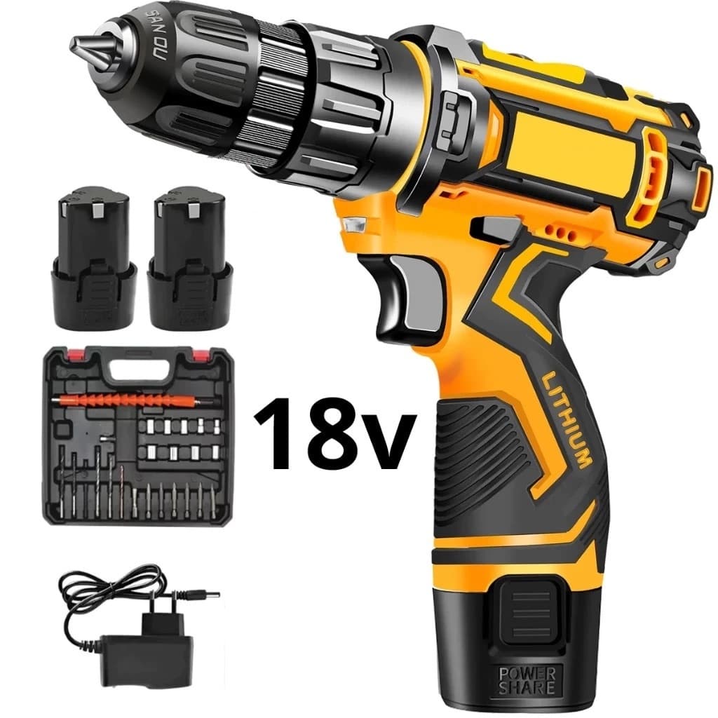 Furadeira Martelete Parafusadeira 18V Profissional Bateria 28nm Multifuncional 2 Bateria Sem Fio