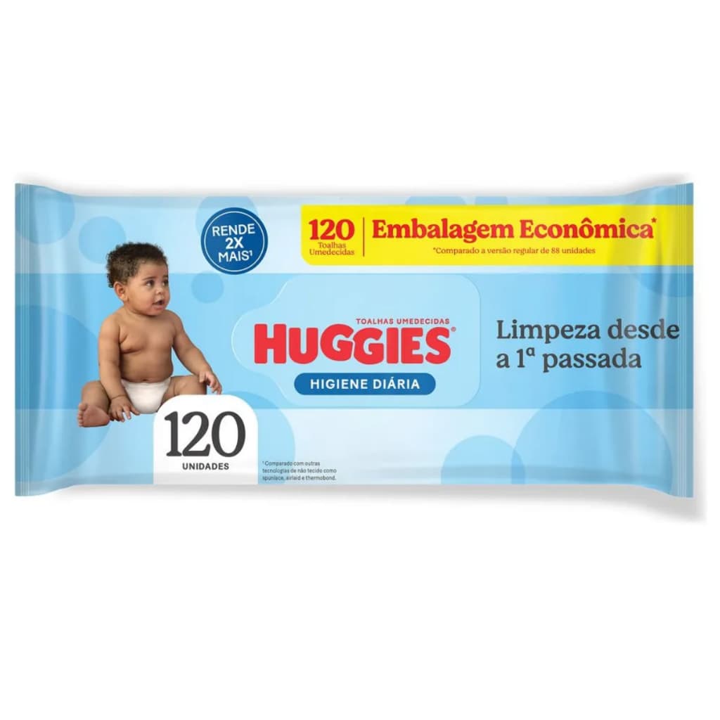 Lenço Umedecido Huggies Tripla Proteção – 120 Unidades