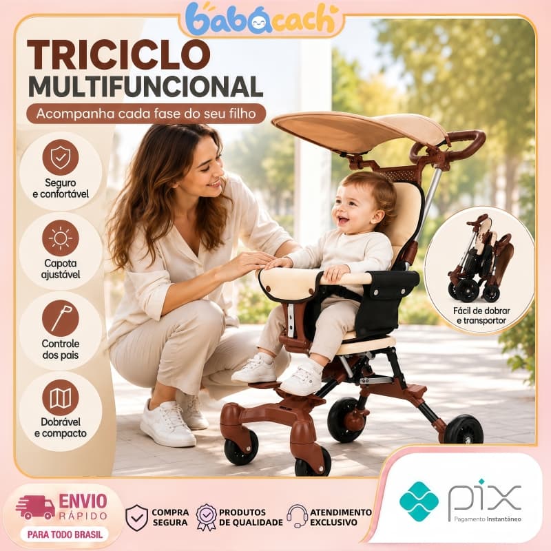 Carrinho de Bebê Passeio Dobrável com Alça Reversível 2 em 1
