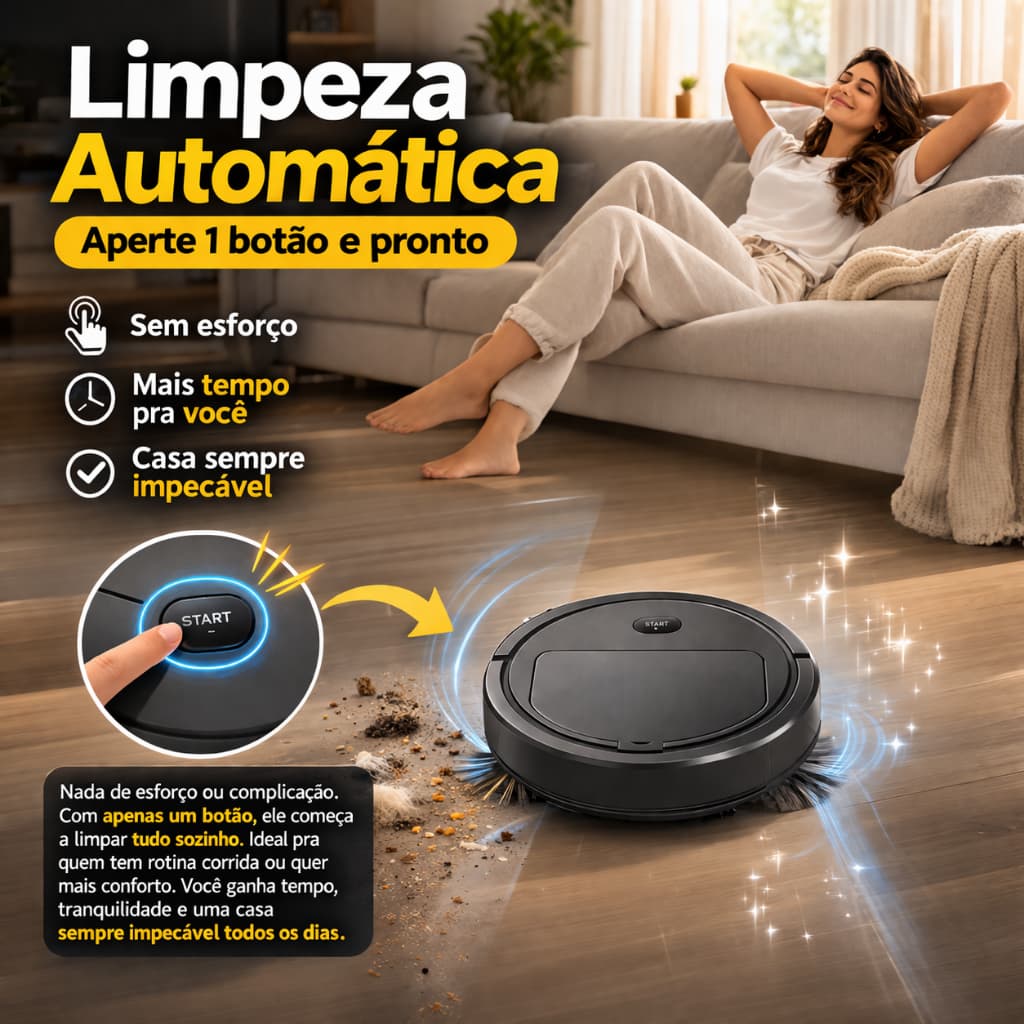 ⁠Robô Aspirador De Pó 3 Em 1 Pratico Varre Aspira Passa Pano Recarregável USB Pronta Entrega Envio Rápido