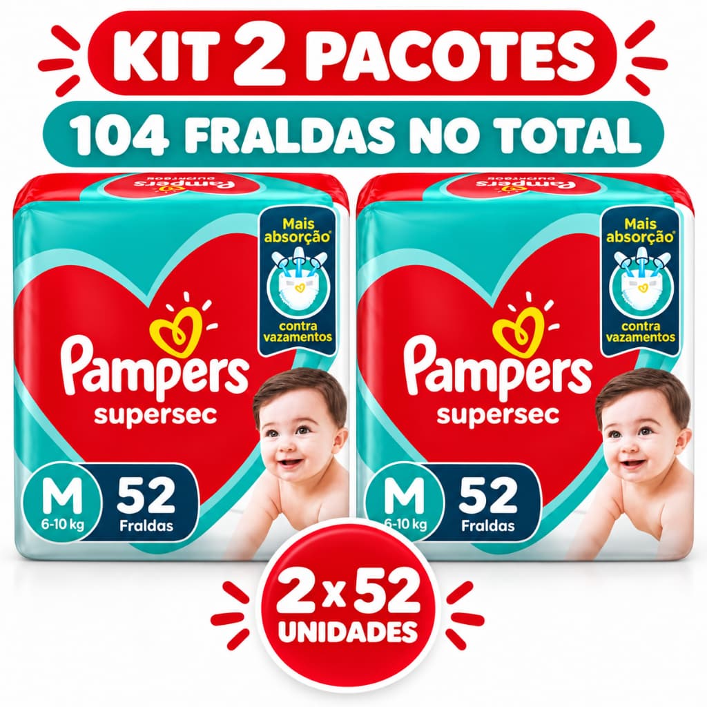 Fralda Pampers Supersec M 104 Unidades