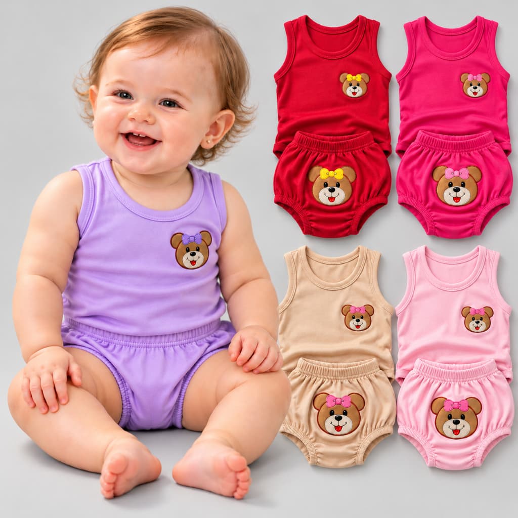 Kit com 5 Conjuntos Bebê Menina Algodão Antialérgico Macio e Confortável Dia a Dia Conjunto Veste 0-6 Meses