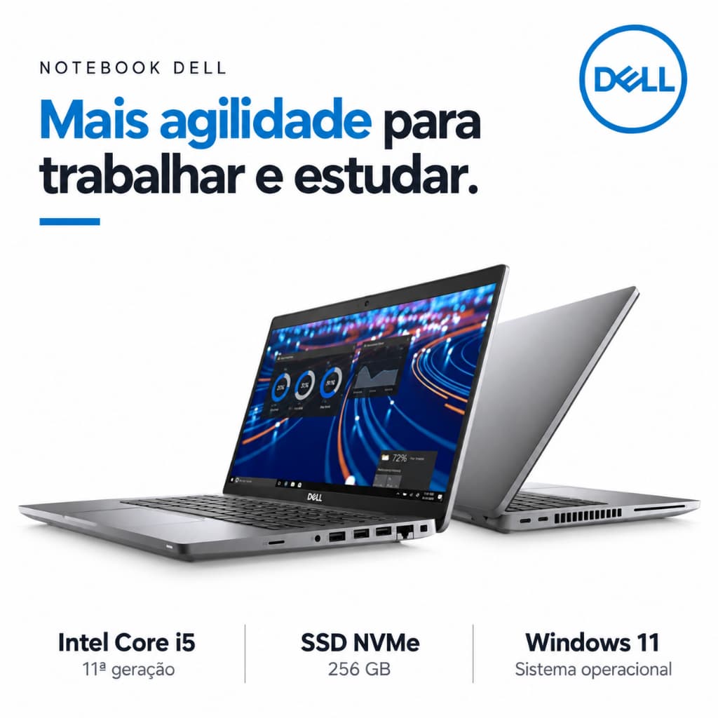 Notebook Profissional Dell Latitude Intel Core i5 11ª Geração 16GB RAM SSD 256GB Tela 14" Seminovo