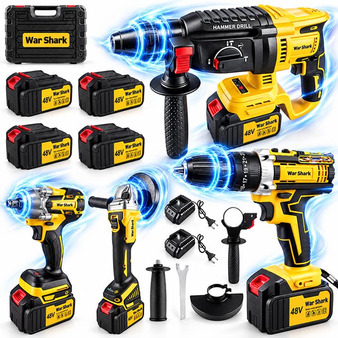 Kit 4em1 Ferramentas Martelete Esmerilhadeira Lixadeira Parafusadeira Chave Impacto 4 * 48v