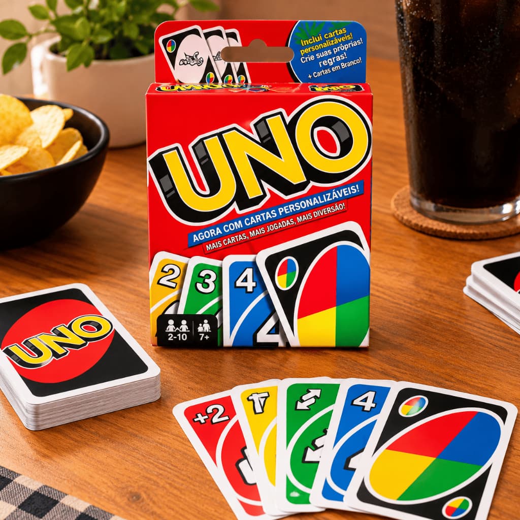 Jogo de Cartas UNO 112 Cartas Baralho Infantil Família e Amigos 2 a 10 Jogadores