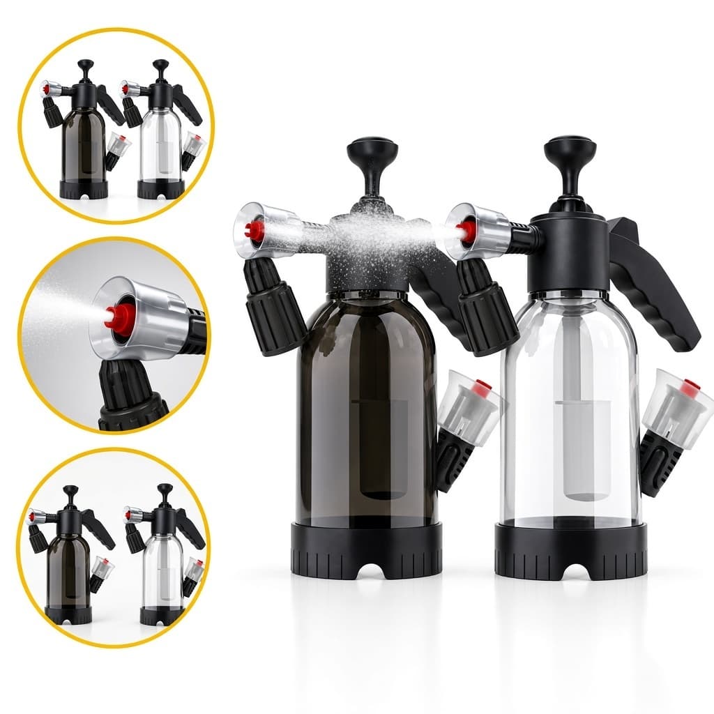 Snow Foam 2L Pulverizador Manual Com Kit Bicos Espuma Ativa Lavagem Automotiva Carro Moto Borrifador Jardim Alta Pressão