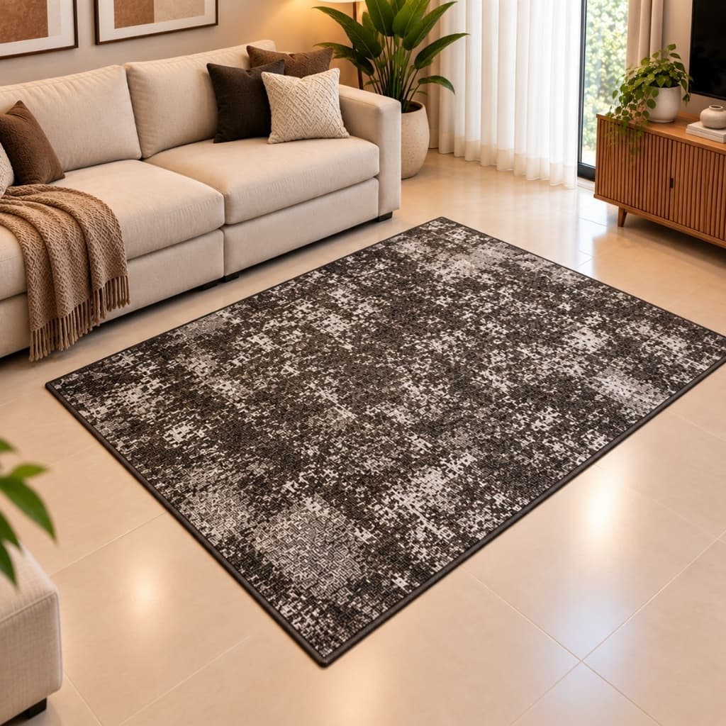 Tapete para Sala 1,50x2,00 Grande Emborrachado Antiderrapante Estampado Moderno para Quarto