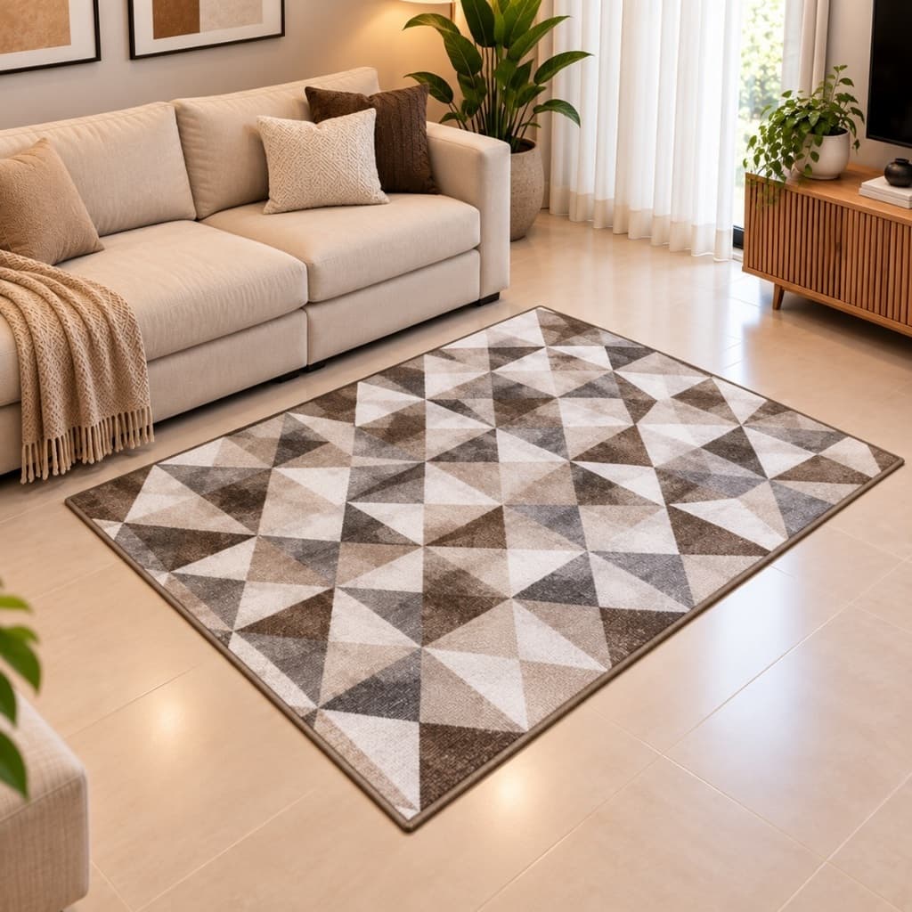 Tapete 1,50x2,00 para Sala Grande Emborrachado Antiderrapante Moderno Estampado Decoração para Casa