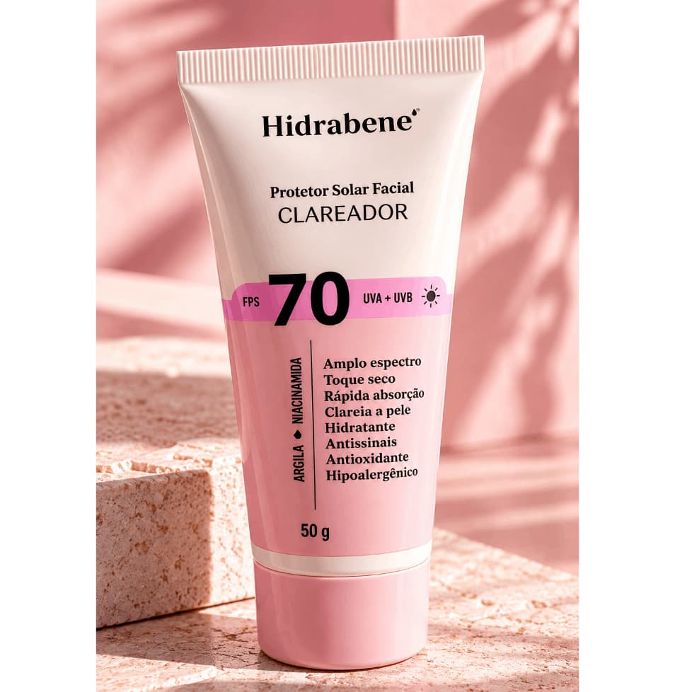 Protetor Solar Facial Hidrabene FPS 70  Clareador Toque Seco - 50g