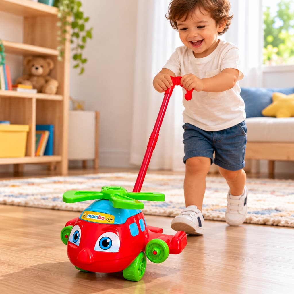 Brinquedo Educativo Bebe de Empurrar Aviaozinho com Haste Push Plane Brinquedo criança 1 ano