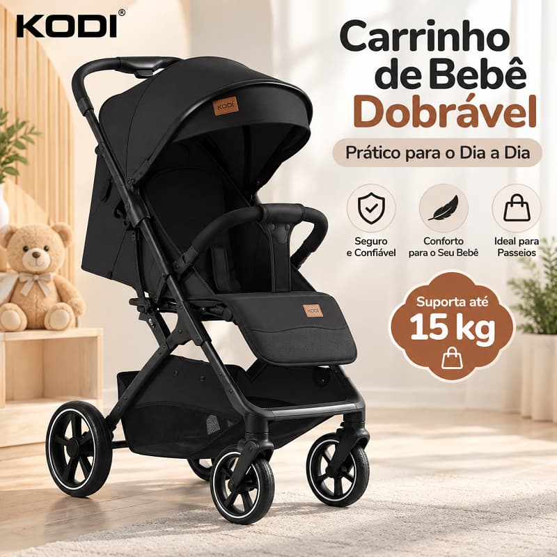 Carrinho de Bebê Leve e Compacto Dobrável Encosto Reclinável Rodas com Amortecimento Proteção Solar