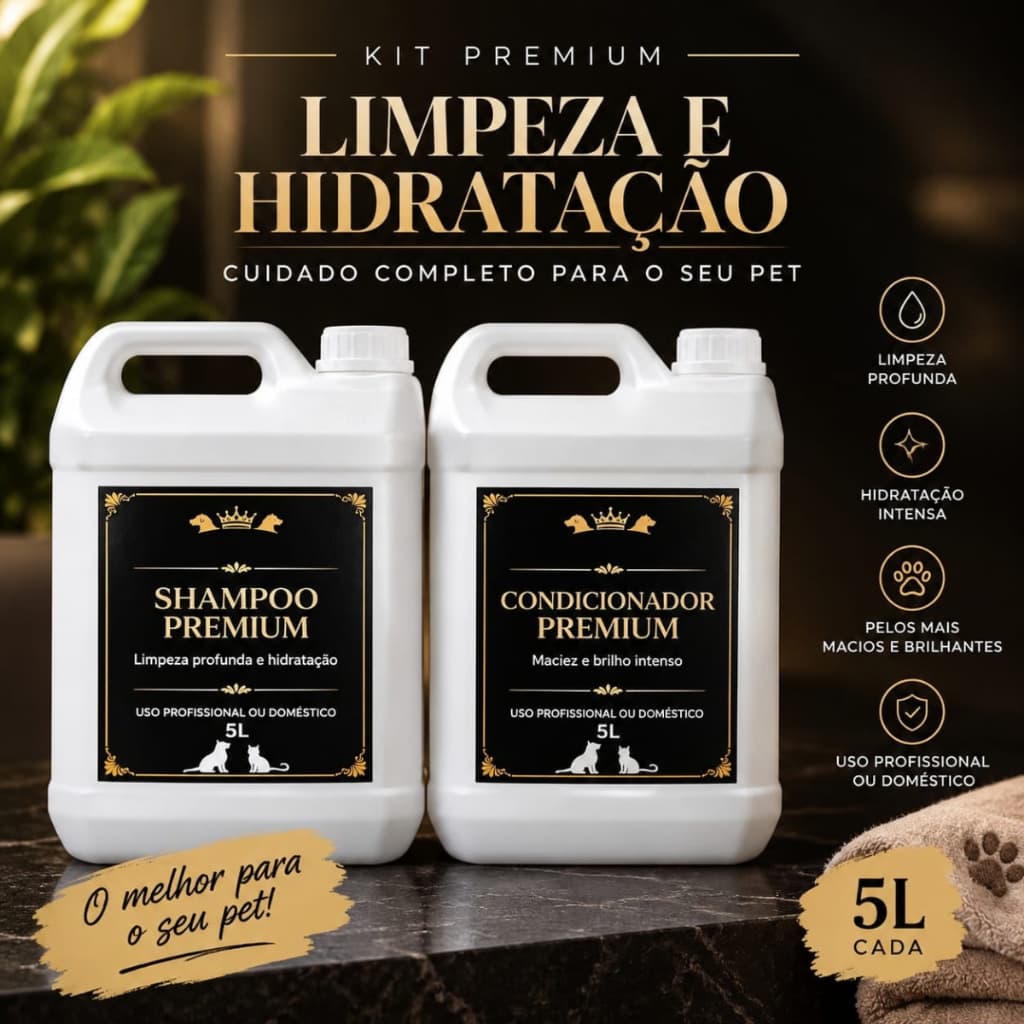 Kit Banho Profissional Para Pets Shampoo e Condicionador