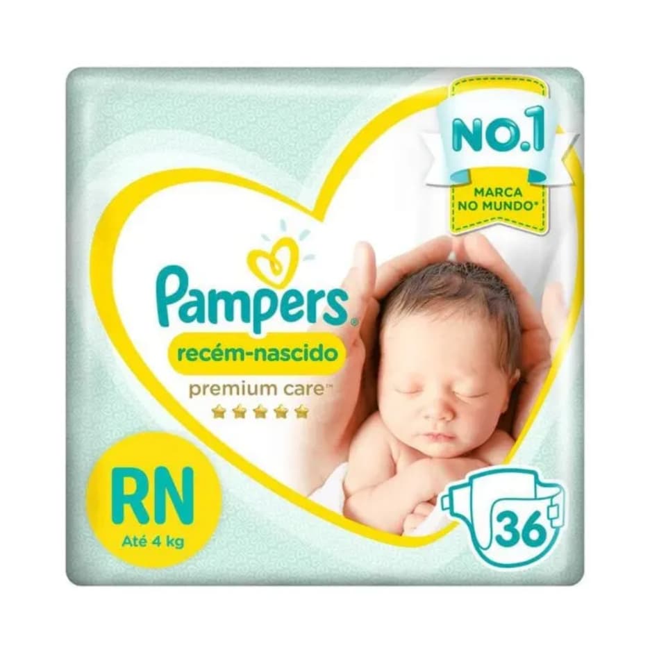 Fralda Pampers Recém-Nascido RN Pacote com 36 Unidades