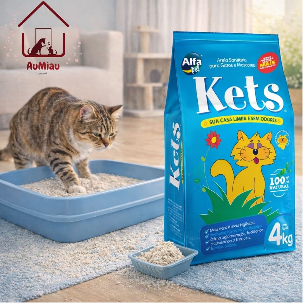 Areia Sanitária Higiênica Kets  Para Gatos Anti Odor Pacote de 4kg