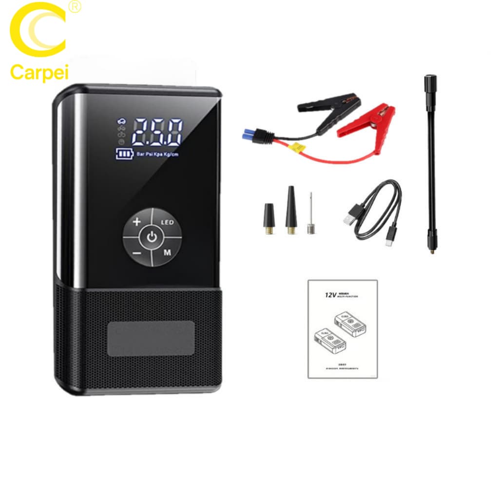 2 em 1 Auxiliador Partida Compressor de Ar PowerBank Portátil Multifuncional Carregamento 12V Carpei