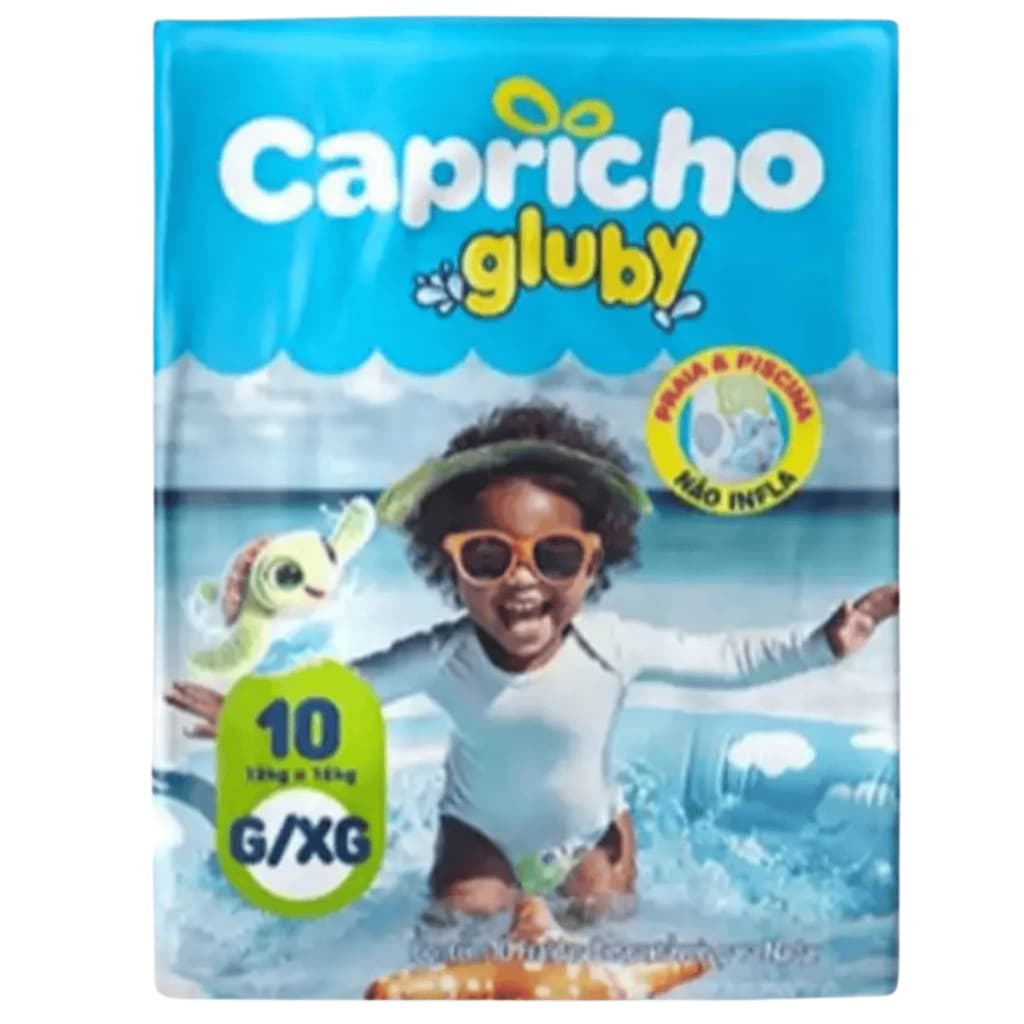Fralda Piscina Bebê Capricho G - XG 12 a 15kg – Ideal para Praia e Piscina - 10 Fraldas