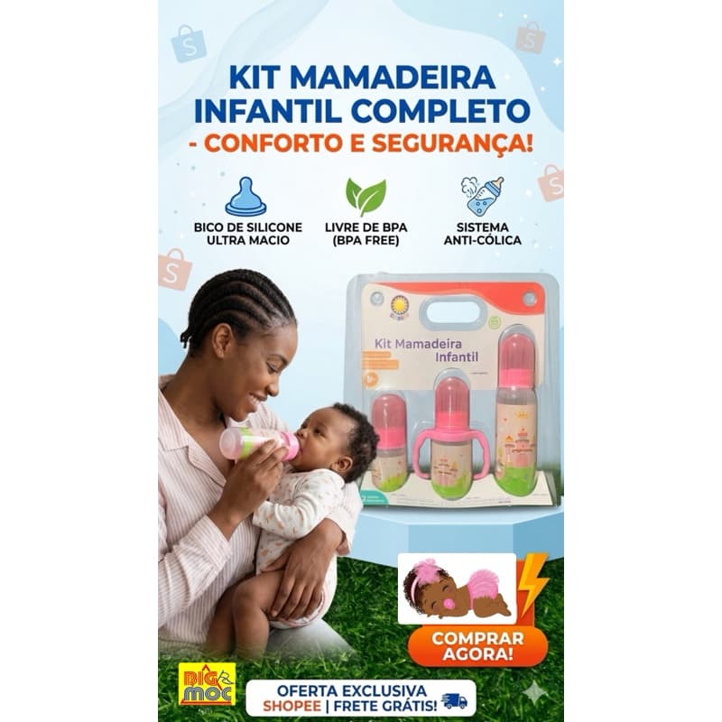 Kit 3 Mamadeiras+2 Escovas Mamadeira-KITSTAR/Zein.