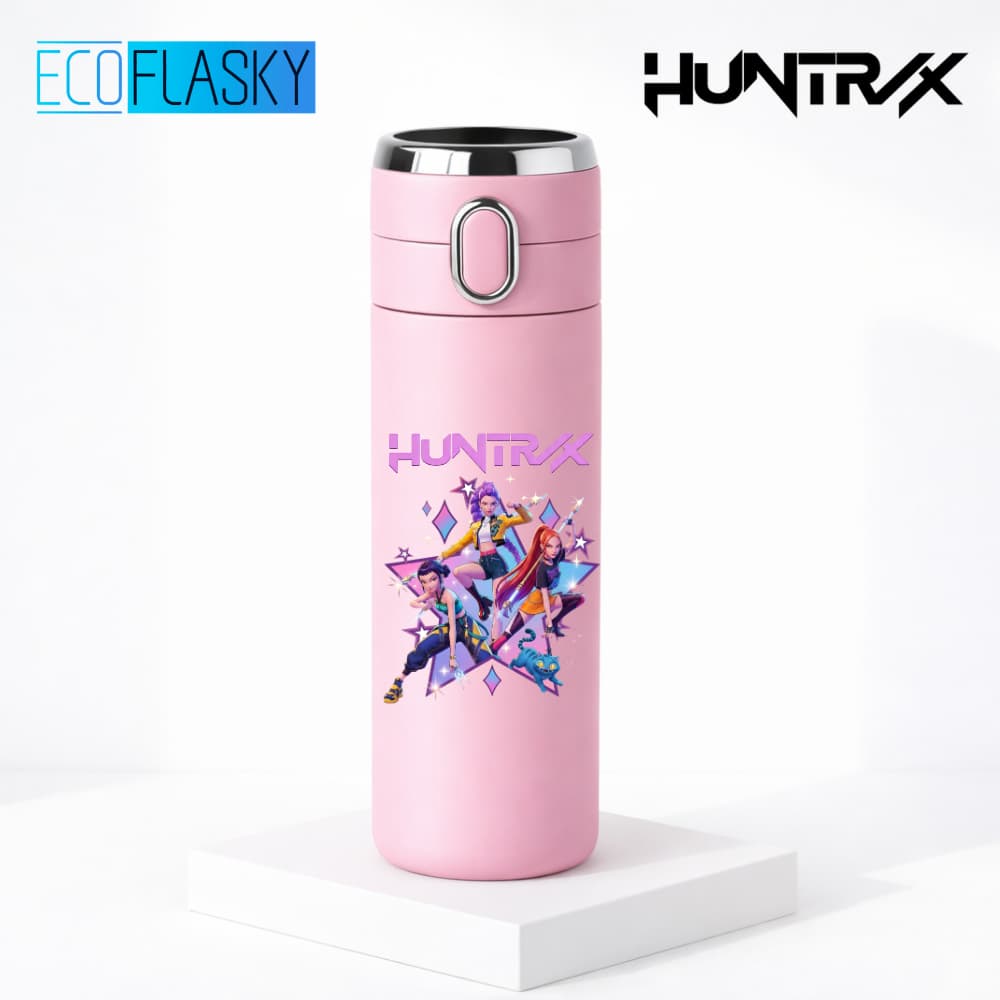 Garrafa Térmica Infantil Aço Inox Guerreiras do K-Pop Huntrix Termometro LED Digital Netflix 420ml