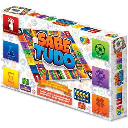 Jogo Sabe Tudo 1000+ Perguntas Jogo Tabuleiro Educativo Diversão Familia 2-6 Jogadores