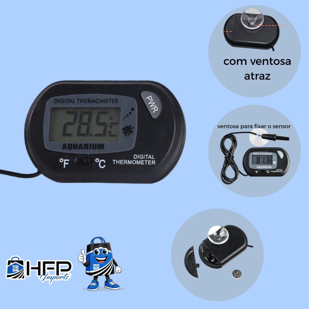 Termômetro Digital Aquário com Sensor Submersível Alta Precisão Medidor Temperatura Peixes